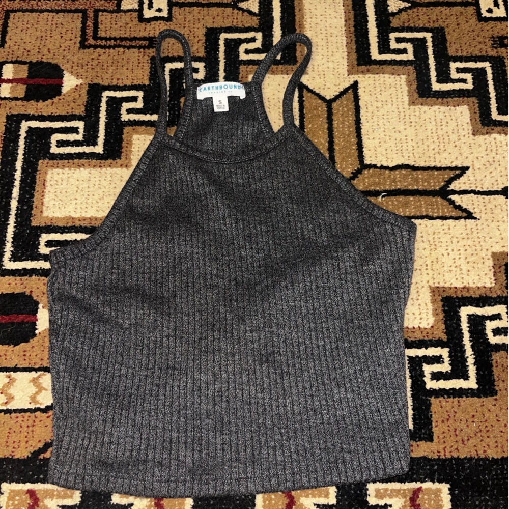 Earthbound Trade Co. Dark Gray Ribbed Tank Top